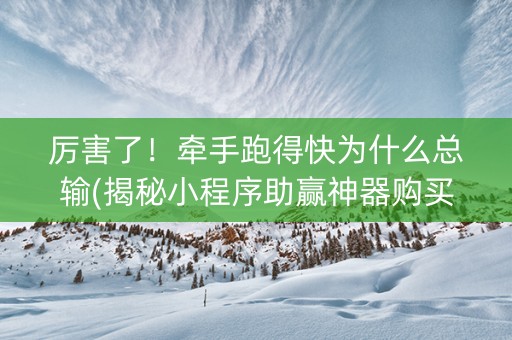 厉害了！牵手跑得快为什么总输(揭秘小程序助赢神器购买)