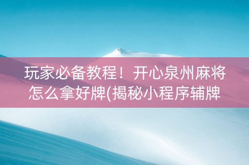 玩家必备教程！开心泉州麻将怎么拿好牌(揭秘小程序辅牌器)