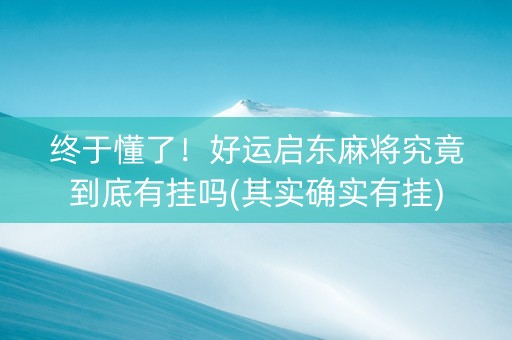 终于懂了！好运启东麻将究竟到底有挂吗(其实确实有挂)
