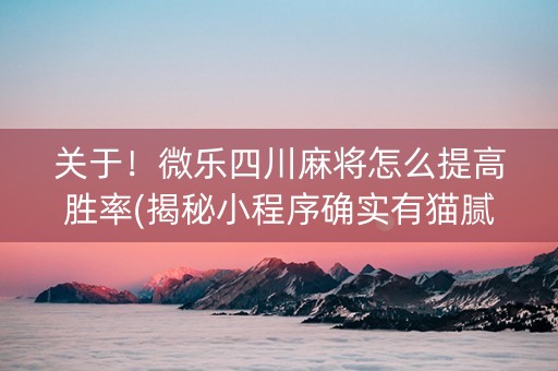 关于！微乐四川麻将怎么提高胜率(揭秘小程序确实有猫腻)