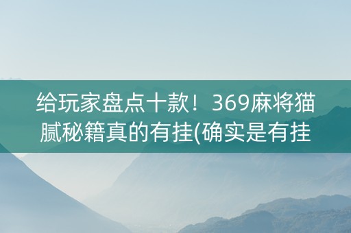 给玩家盘点十款！369麻将猫腻秘籍真的有挂(确实是有挂)