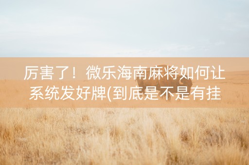 厉害了！微乐海南麻将如何让系统发好牌(到底是不是有挂)