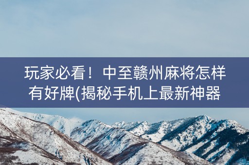 玩家必看！中至赣州麻将怎样有好牌(揭秘手机上最新神器下载)