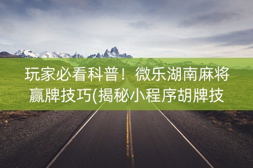 玩家必看科普！微乐湖南麻将赢牌技巧(揭秘小程序胡牌技巧)