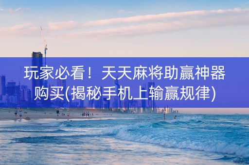 玩家必看！天天麻将助赢神器购买(揭秘手机上输赢规律)