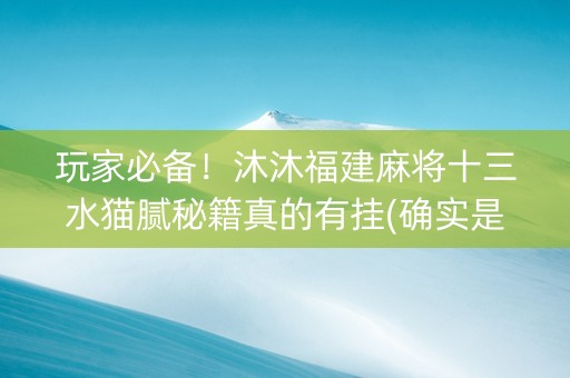 玩家必备！沐沐福建麻将十三水猫腻秘籍真的有挂(确实是有挂)