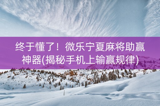 终于懂了！微乐宁夏麻将助赢神器(揭秘手机上输赢规律)