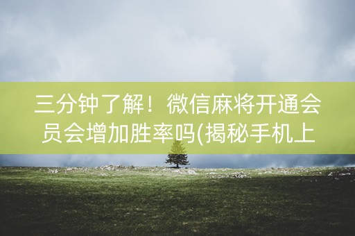 三分钟了解！微信麻将开通会员会增加胜率吗(揭秘手机上提高赢的概率)