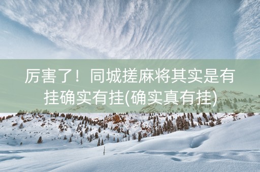 厉害了！同城搓麻将其实是有挂确实有挂(确实真有挂)