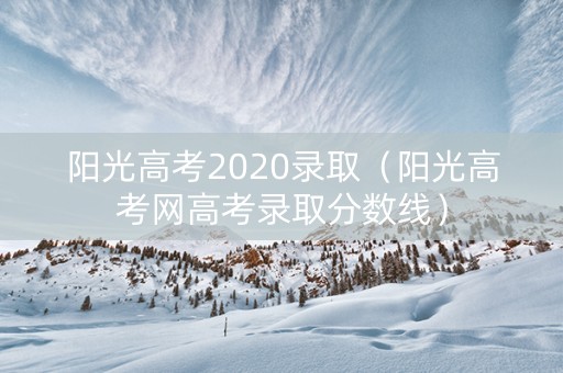 阳光高考2020录取（阳光高考网高考录取分数线）