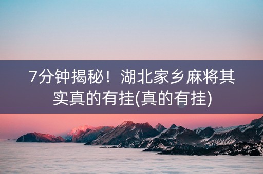 7分钟揭秘！湖北家乡麻将其实真的有挂(真的有挂)