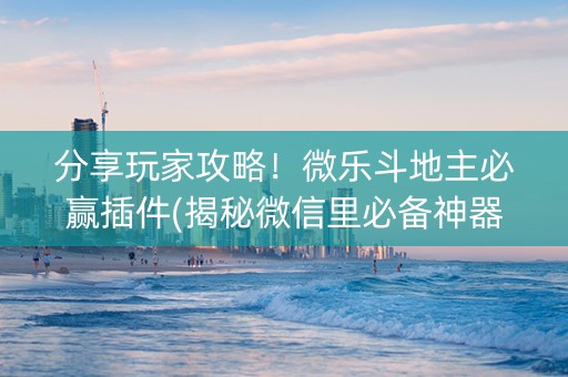 分享玩家攻略！微乐斗地主必赢插件(揭秘微信里必备神器)