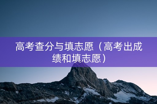 高考查分与填志愿（高考出成绩和填志愿）