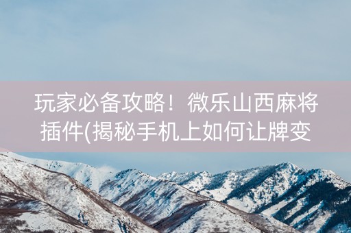 玩家必备攻略！微乐山西麻将插件(揭秘手机上如何让牌变好)