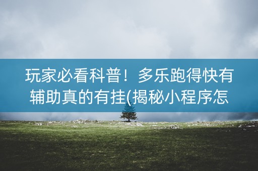 玩家必看科普！多乐跑得快有辅助真的有挂(揭秘小程序怎么容易赢)