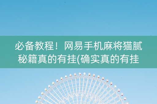 必备教程！网易手机麻将猫腻秘籍真的有挂(确实真的有挂)
