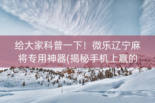 给大家科普一下！微乐辽宁麻将专用神器(揭秘手机上赢的诀窍)