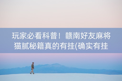 玩家必看科普！赣南好友麻将猫腻秘籍真的有挂(确实有挂)