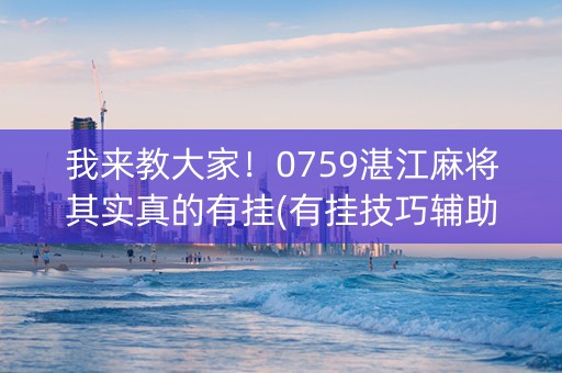 我来教大家！0759湛江麻将其实真的有挂(有挂技巧辅助器)
