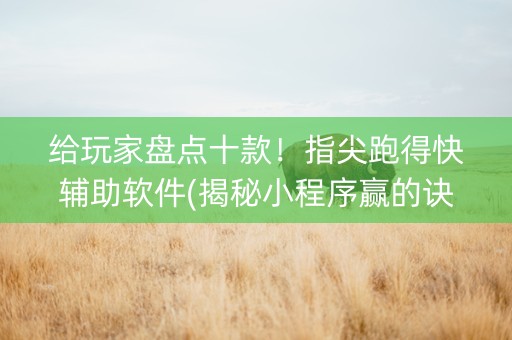 给玩家盘点十款！指尖跑得快辅助软件(揭秘小程序赢的诀窍)