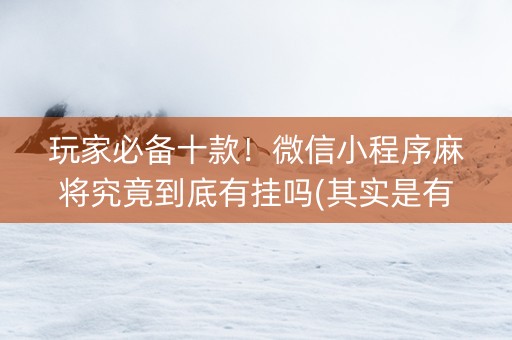 玩家必备十款！微信小程序麻将究竟到底有挂吗(其实是有挂确实有挂)