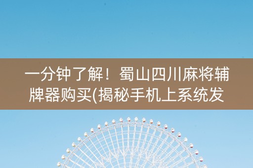 一分钟了解！蜀山四川麻将辅牌器购买(揭秘手机上系统发好牌)