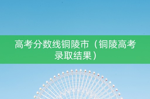 高考分数线铜陵市（铜陵高考录取结果）
