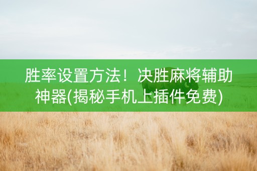 胜率设置方法！决胜麻将辅助神器(揭秘手机上插件免费)