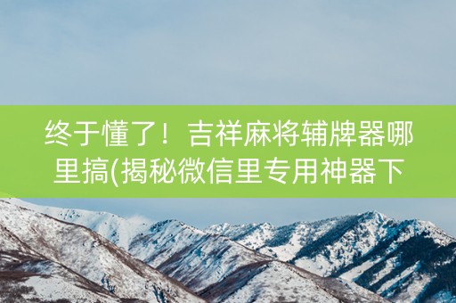 终于懂了！吉祥麻将辅牌器哪里搞(揭秘微信里专用神器下载)