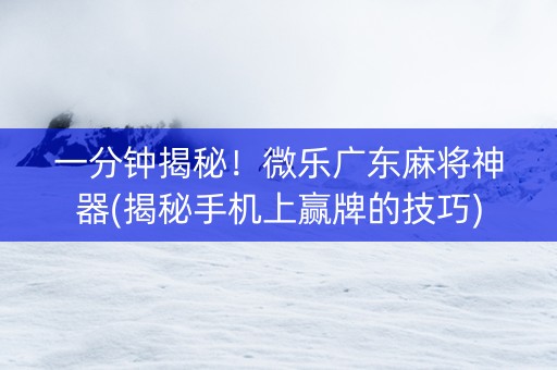 一分钟揭秘！微乐广东麻将神器(揭秘手机上赢牌的技巧)