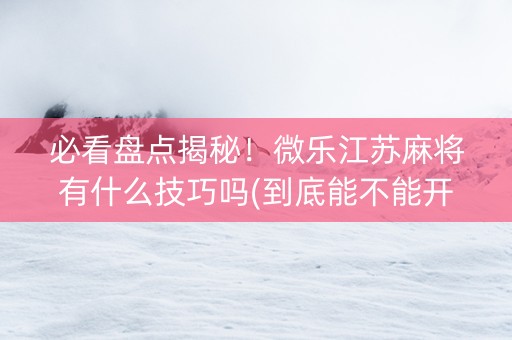 必看盘点揭秘！微乐江苏麻将有什么技巧吗(到底能不能开挂)