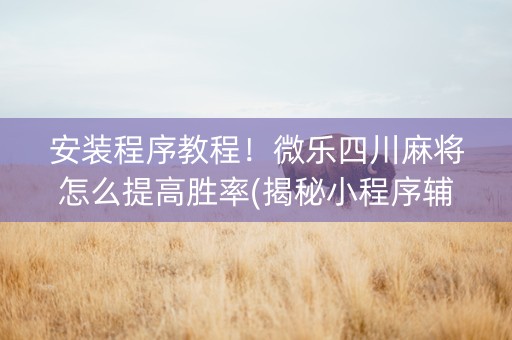 安装程序教程！微乐四川麻将怎么提高胜率(揭秘小程序辅牌器)