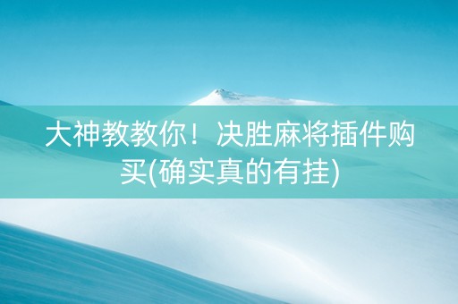 大神教教你！决胜麻将插件购买(确实真的有挂)