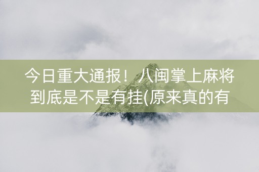 今日重大通报！八闽掌上麻将到底是不是有挂(原来真的有挂)