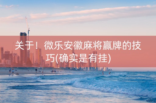 关于！微乐安徽麻将赢牌的技巧(确实是有挂)