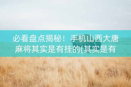 必看盘点揭秘！手机山西大唐麻将其实是有挂的(其实是有挂的)