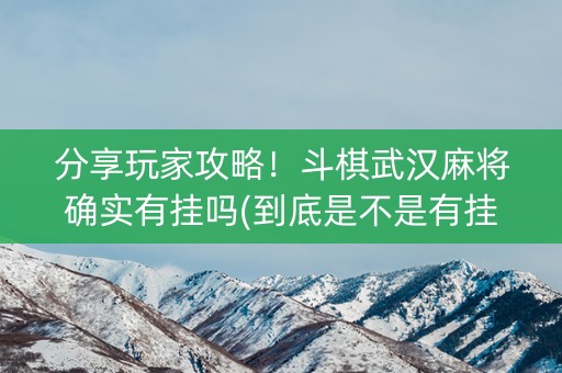 分享玩家攻略！斗棋武汉麻将确实有挂吗(到底是不是有挂)