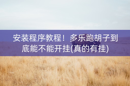 安装程序教程！多乐跑胡子到底能不能开挂(真的有挂)