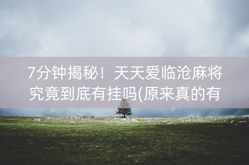 7分钟揭秘！天天爱临沧麻将究竟到底有挂吗(原来真的有挂)