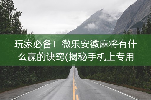 玩家必备！微乐安徽麻将有什么赢的诀窍(揭秘手机上专用神器下载)