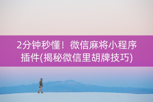 2分钟秒懂！微信麻将小程序插件(揭秘微信里胡牌技巧)
