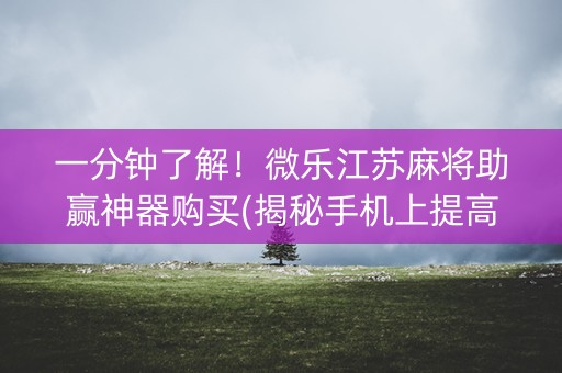 一分钟了解！微乐江苏麻将助赢神器购买(揭秘手机上提高胜率)