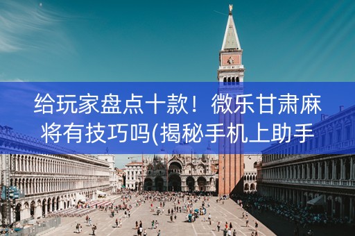 给玩家盘点十款！微乐甘肃麻将有技巧吗(揭秘手机上助手软件)