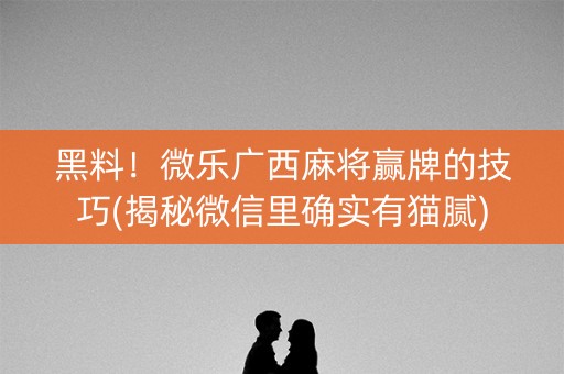 黑料！微乐广西麻将赢牌的技巧(揭秘微信里确实有猫腻)