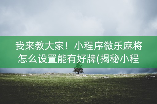 我来教大家！小程序微乐麻将怎么设置能有好牌(揭秘小程序胡牌技巧)