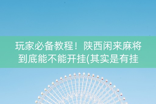 玩家必备教程！陕西闲来麻将到底能不能开挂(其实是有挂的)