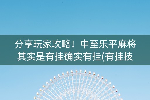 分享玩家攻略！中至乐平麻将其实是有挂确实有挂(有挂技巧辅助器)