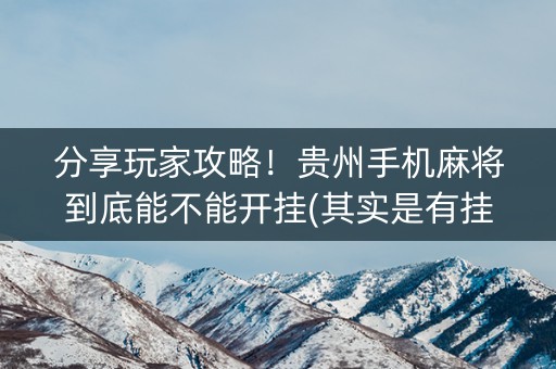 分享玩家攻略！贵州手机麻将到底能不能开挂(其实是有挂确实有挂)
