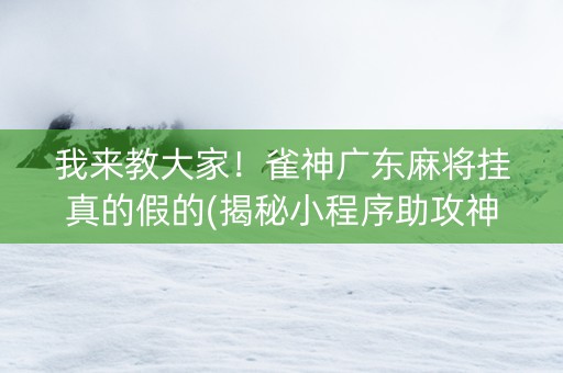 我来教大家！雀神广东麻将挂真的假的(揭秘小程序助攻神器)