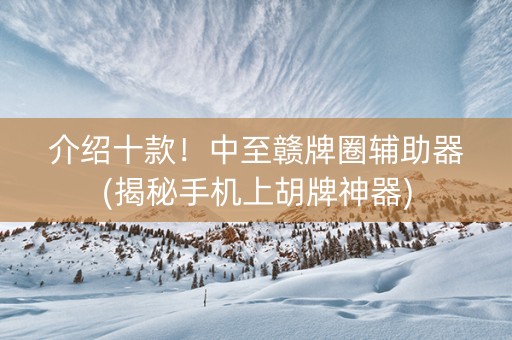 介绍十款！中至赣牌圈辅助器(揭秘手机上胡牌神器)